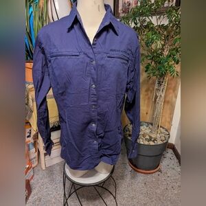 Women's Harley Davidson Purple LS Embroidered Snap Front Shirt Sz Lg